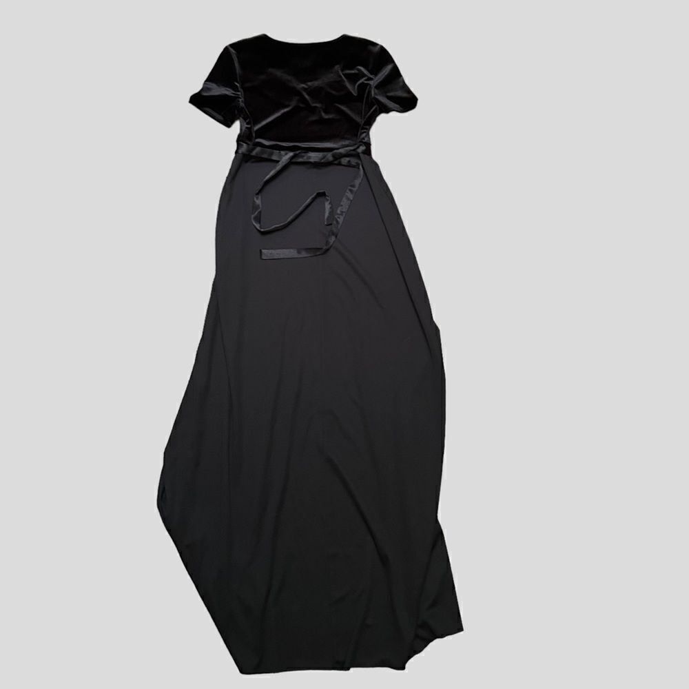 Vintage Full Length Black Dress with Velvet Top - Picture 6 of 8